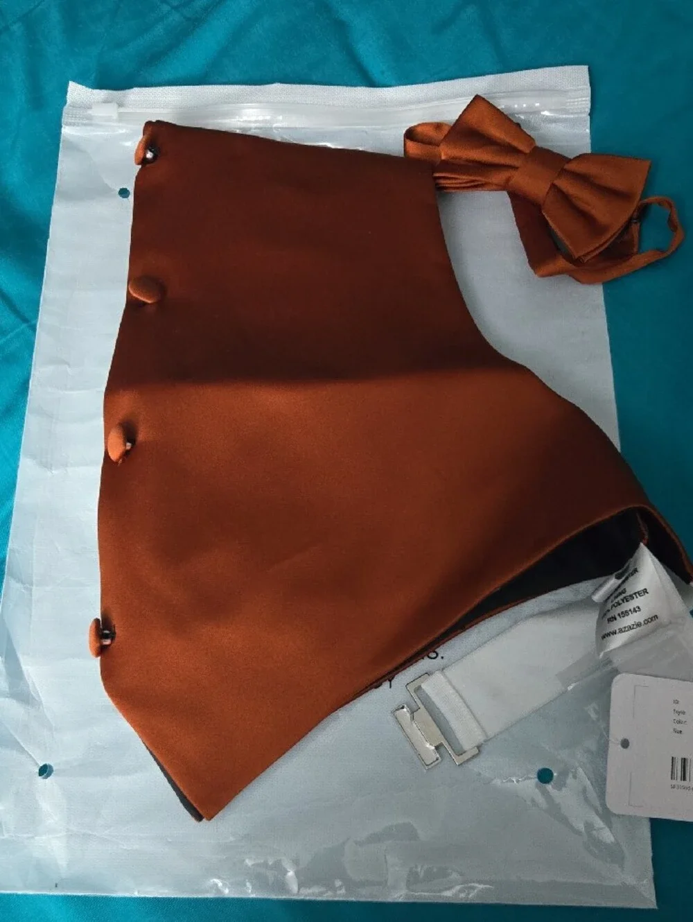 Azazie Orange Satin Vest and Bow Tie for Kids
